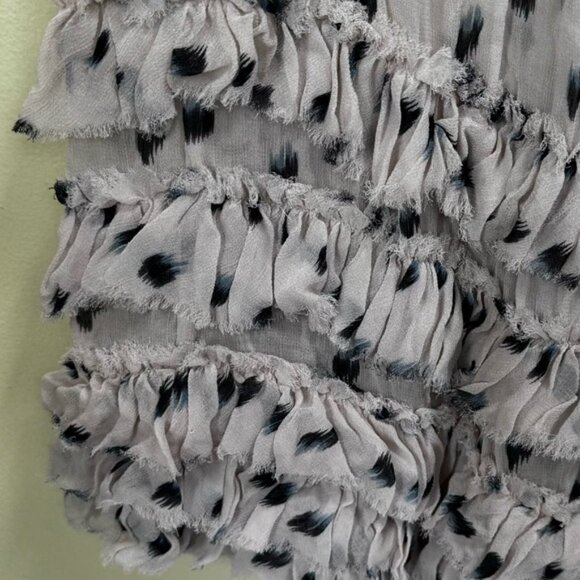 All Saints Deidre Ruffle Sheer Mini Dress Lightweight Print Fairy Ruffles Pink - Picture 14 of 16